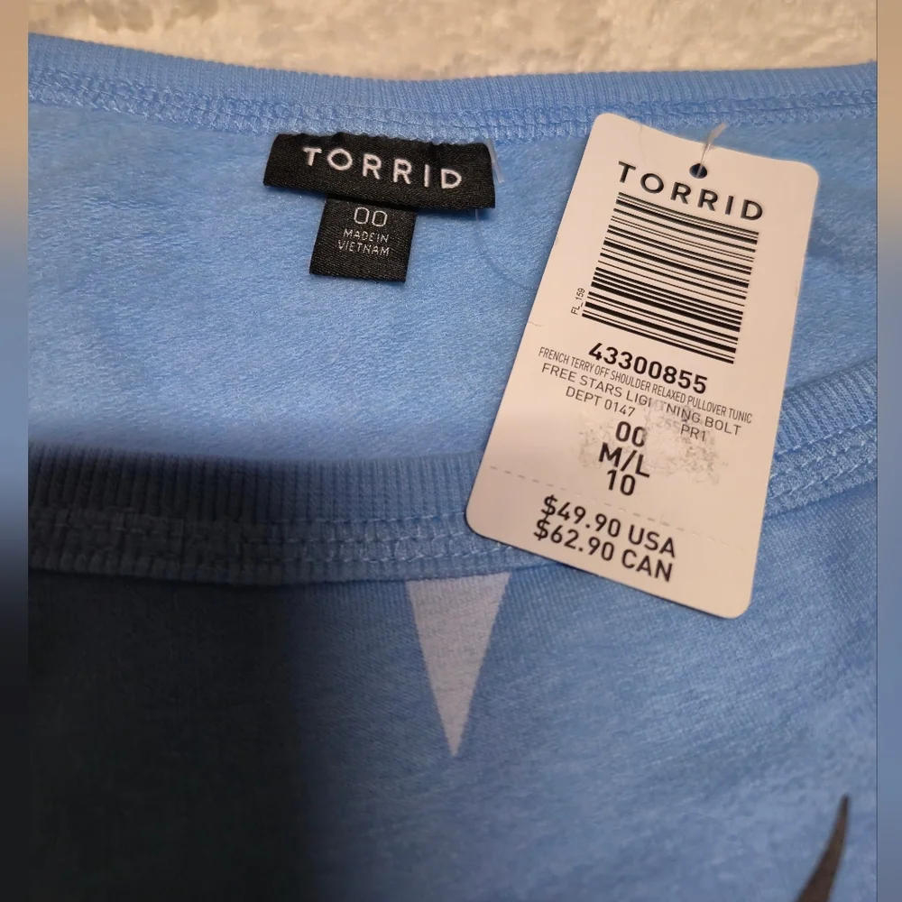Torrid Light‎ Blue Off-Shoulder Sweater with Stars